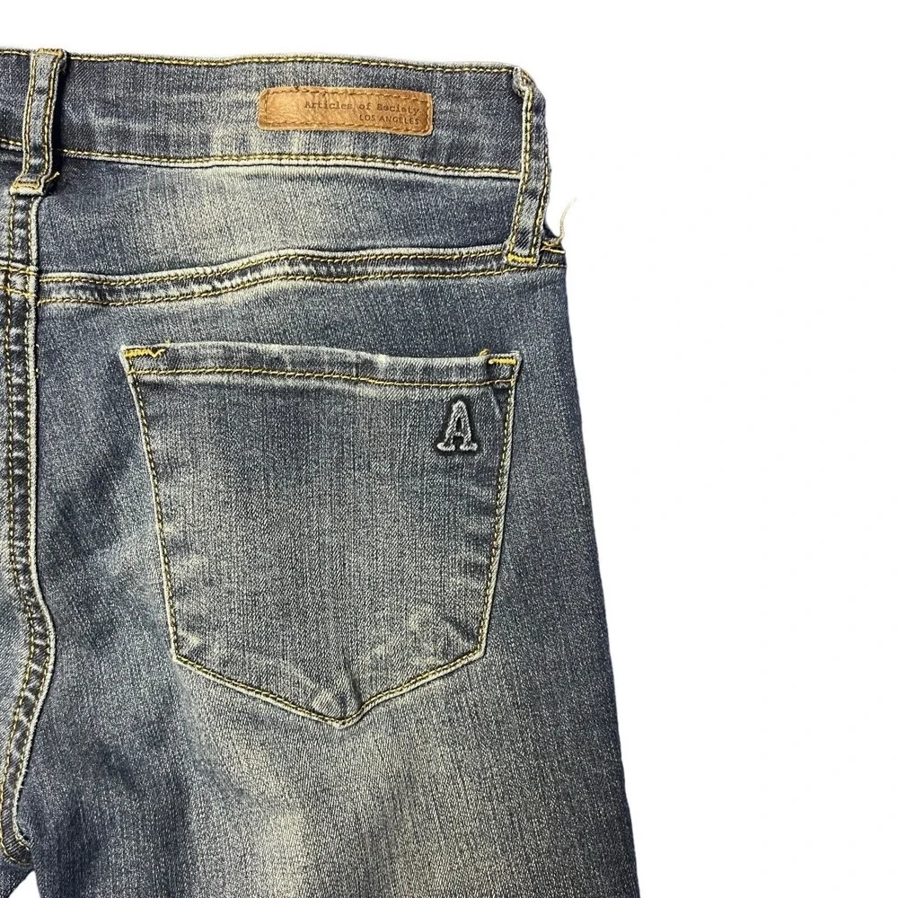 Articles Of‎ Society Jeans 24 Blue Prairie Wash Distressed Fringe Boho Stretch